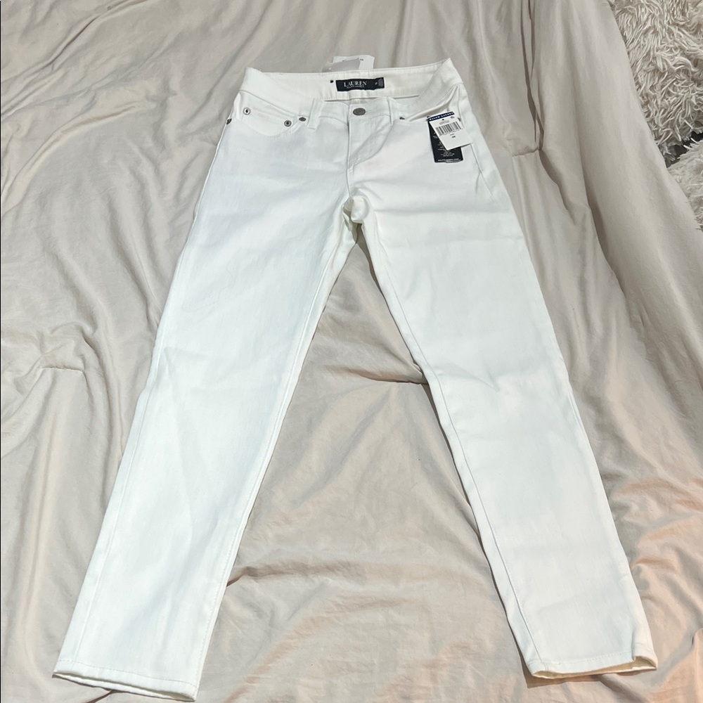Ralph Lauren White High Rise Skinny Ankle Jeans Super Stretch